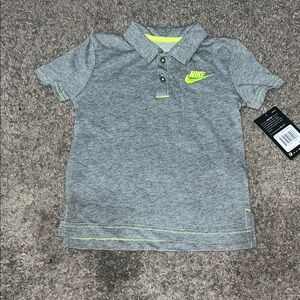 Nike Kids Gray Polo with Neon Green Details